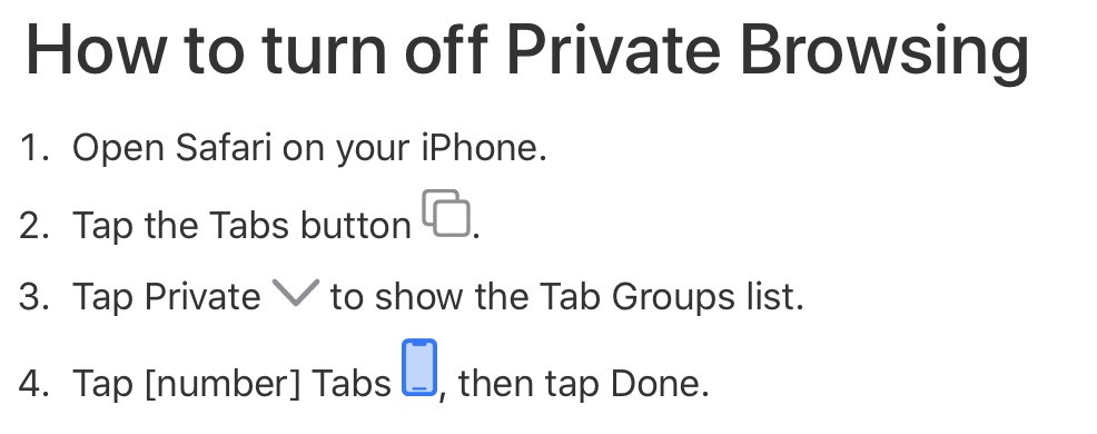 Turn off private browsing